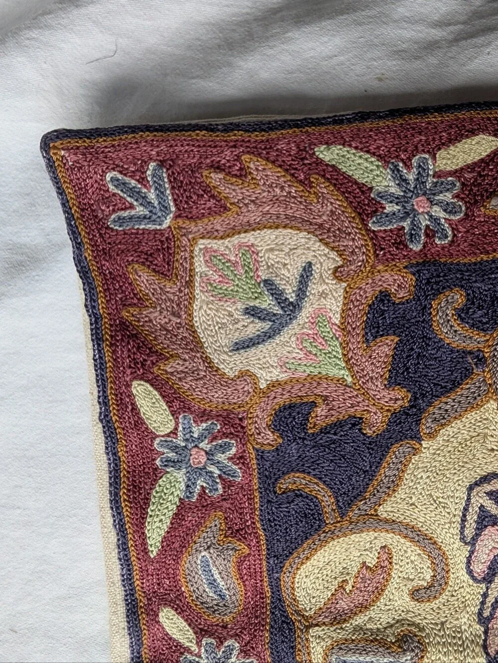 Floral Medallion Embroidered Square Pillow Cover
